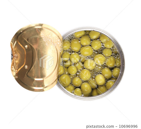 Tin can with green peas. Tin can with green peas. 10696996