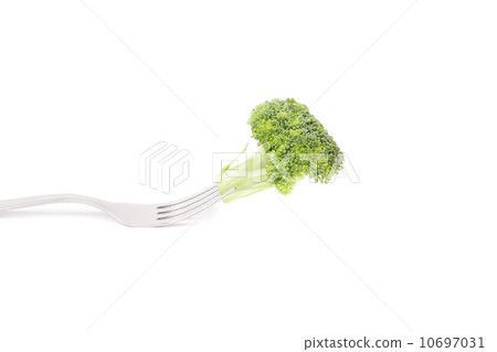 Fresh broccoli on a fork Fresh broccoli on a fork 10697031