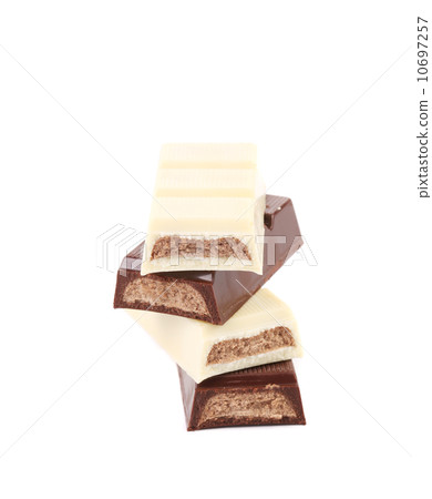 Black and white chocolate bars with filling. 10697257