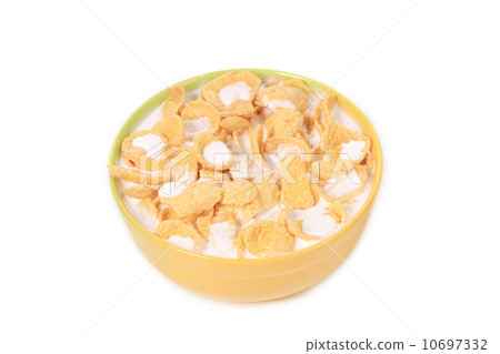 Bowl of cereal with milk. 10697332