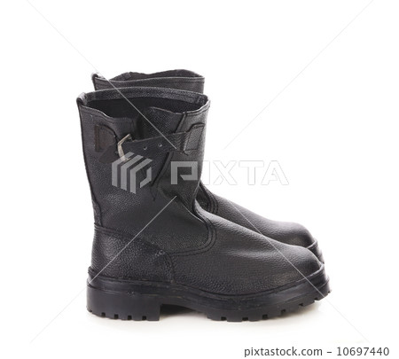 Black leather boots. 10697440