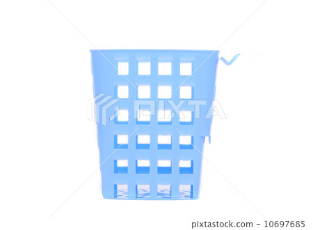 The blue plastic basket. 10697685