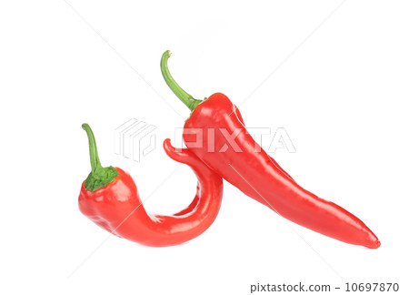 Two raw chili peppers. Two raw chili peppers. 10697870