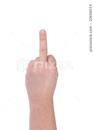 Hand shows middle finger. 10698014