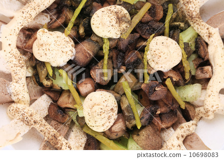 Meat salad with mushrooms. Close up. Meat salad with mushrooms. Close up. 10698083