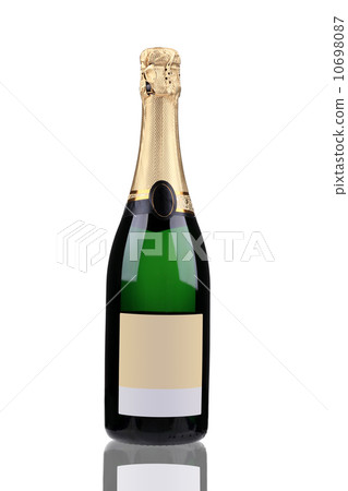 Green bottle of champagne with golden top. Green bottle of champagne with golden top. 10698087