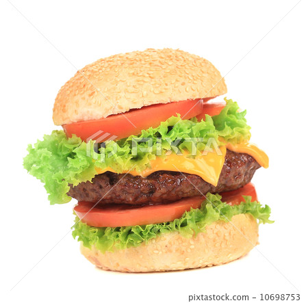 stock photo: big appetizing hamburger.