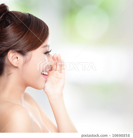 happy woman with health skin talk to you happy woman with health skin talk to you 10698858