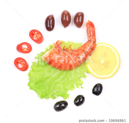 Shrimps close up on white. Shrimps close up on white. 10698861