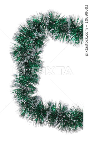 Christmas green tinsel as half frame. 10699083