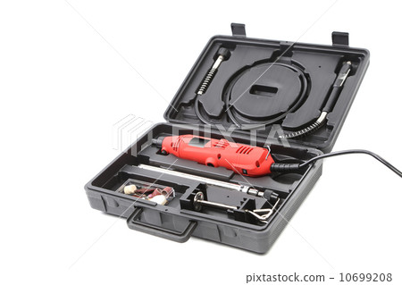 Mini drill with props in black plastic case. 10699208