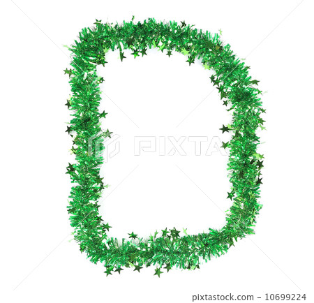 Green tinsel with stars in form of letter D. Green tinsel with stars in form of letter D. 10699224