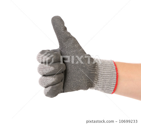 Hand in glove with thumbs up. Hand in glove with thumbs up. 10699233