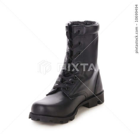 Black leather boot with laces. Black leather boot with laces. 10699494