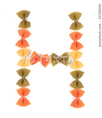 Letter H from the colorful pasta. Letter H from the colorful pasta. 10700094