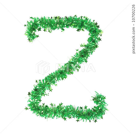 Green tinsel with stars in form of letter Z. 10700226