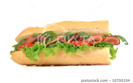 Sandwich with bacon and vegetables. Sandwich with bacon and vegetables. 10700284