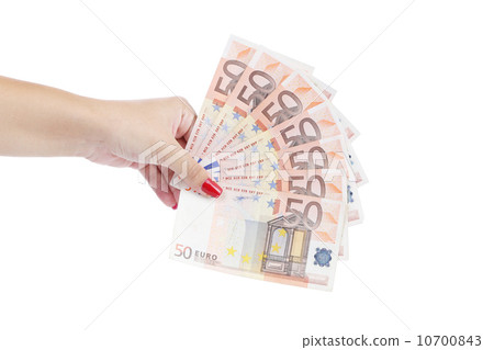 Hand holding fifty-euro notes Hand holding fifty-euro notes 10700843