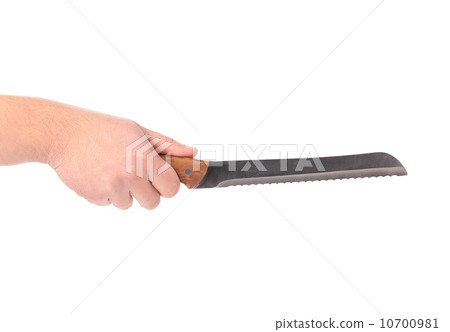 Hand holding high-quality bread knife. Hand holding high-quality bread knife. 10700981