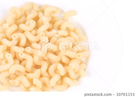 close up of pasta cavatappi on a white plate 10701153
