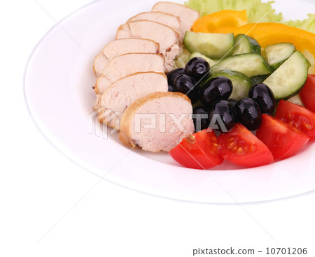 Chicken salad and vegetables. Chicken salad and vegetables. 10701206