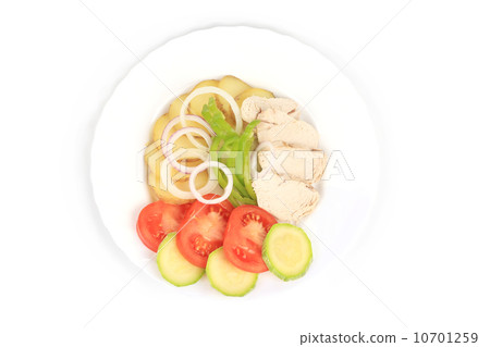 Chicken salad with potatoes. Chicken salad with potatoes. 10701259