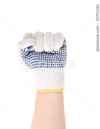 Worker hand glove clenching fist. 10701262