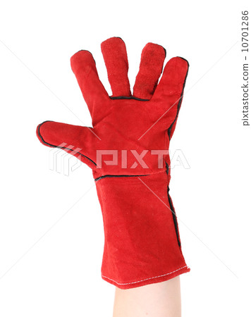 Red protective leather glove. Red protective leather glove. 10701286