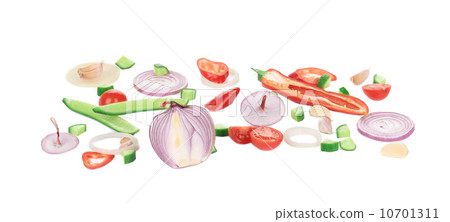 Sliced raw vegetables. 10701311