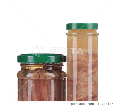 Jar of anchovy fillets. Close up. Jar of anchovy fillets. Close up. 10702127