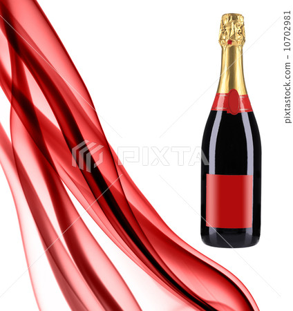 Collage of red smoke and champagne. 10702981