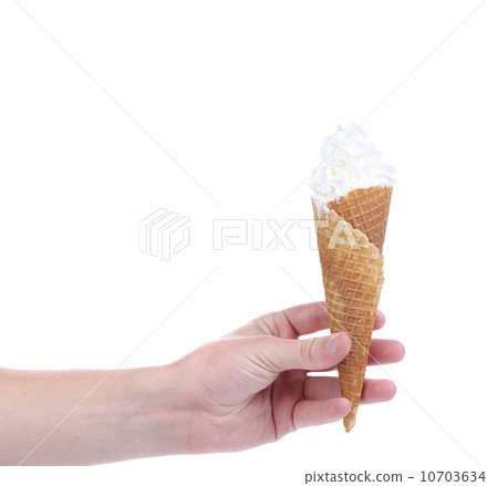 Hand with ice cream cone, 10703634