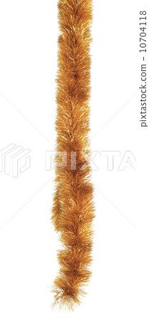 Close up of christmas golden tinsel. 10704118