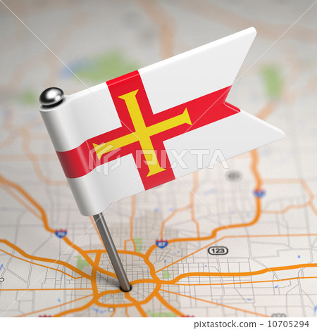 Guernsey Small Flag on a Map Background. 10705294