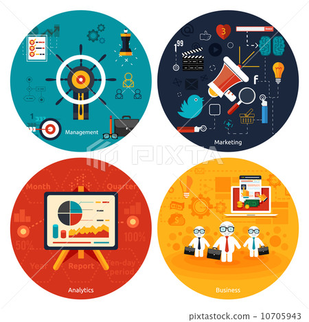 Icons for marketing, management, analytics. 10705943
