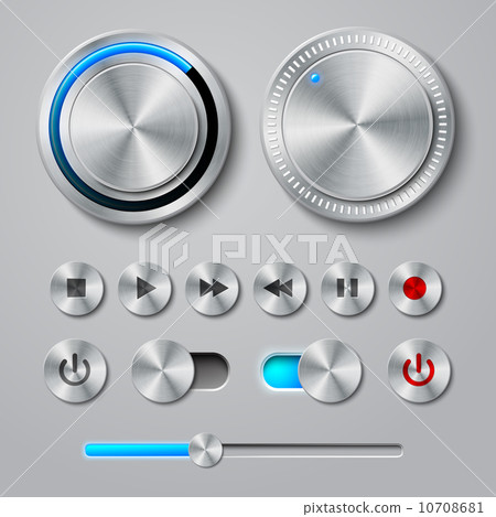 Metal Interface Buttons Collection - Stock Illustration [10708681] - PIXTA