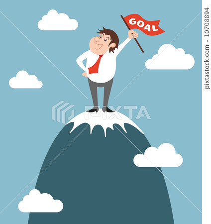 Businessman character on the top of the mountain - Stock Illustration ...