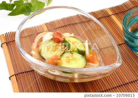 Vinegared thing Cold soda dinner summer Japanese food White background 10709813