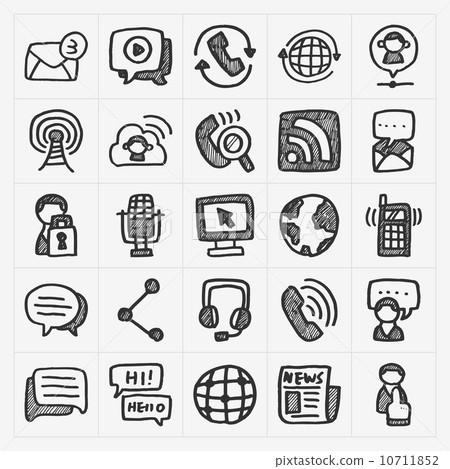 doodle communication icons set - Stock Illustration [10711852] - PIXTA
