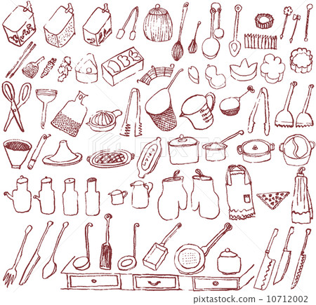 Kitchen miscellaneous goods Cafe Hand-painted illustration Kitchen miscellaneous goods Cafe Hand-painted illustration 10712002