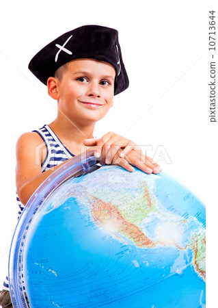 Boy holding a globe 10713644