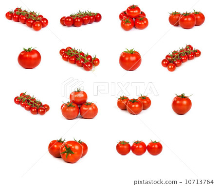 set of tomatoes isolated 10713764