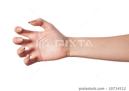 Female hand reaching for something on white Female hand reaching for something on white 10714512