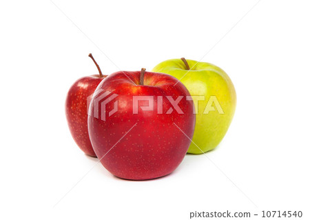 A shiny red and green apples isolated on white 10714540