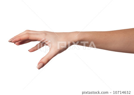 Female hand reaching for something on white Female hand reaching for something on white 10714632