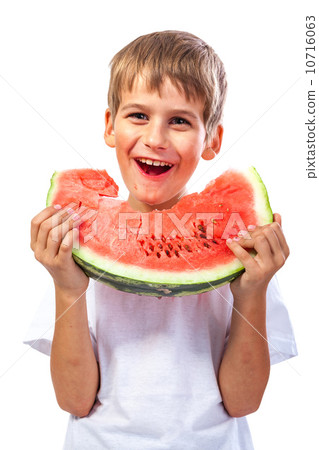 Boy is eating a watermelon 10716063