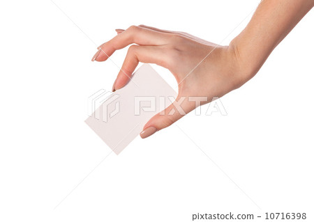 Businesswoman's hand holding blank business card 10716398