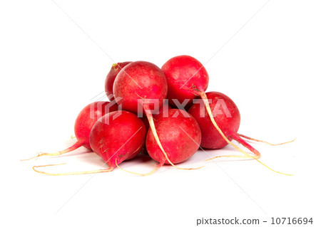 A bunch of fresh radishes isolated on white 10716694
