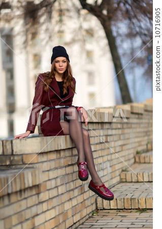 attractive woman at stairs attractive woman at stairs 10716905