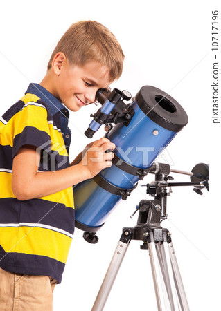 Child Looking Into Telescope on white Child Looking Into Telescope on white 10717196